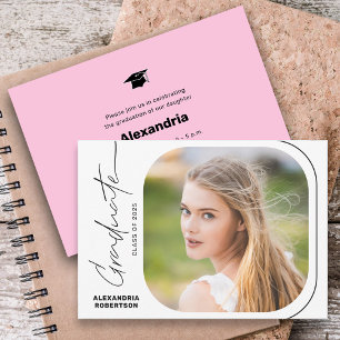 Convites Festa de Graduação de Foto Minimalista com Rótulo 