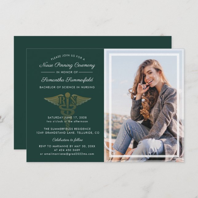 Convites Festa de Graduação de Foto na Escola de Enfermagem (Frente/Verso)