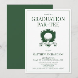 Convites Festa de Graduação de Golfe Simples Verde e Branco