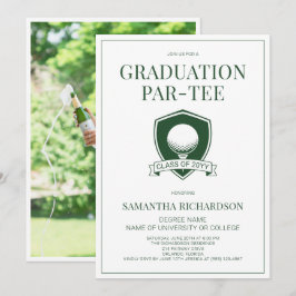 Convites Festa de Graduação de Golfe Verde e Branco com Fot
