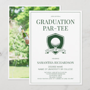 Convites Festa de Graduação de Golfe Verde e Branco com Fot