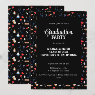 Convites Festa de Graduação de Médico Preto Fofo