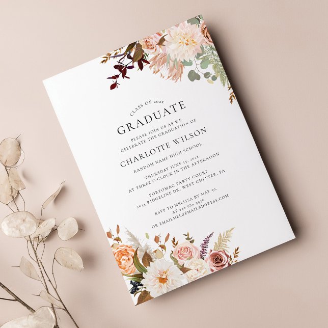 Convites Festa de Graduação Floral 2026 (Floral Graduation 2024 Party Invitation)