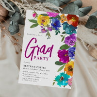 Festa de Graduação Floral em Aquarela Brilhante e 