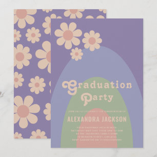 Convites Festa de Graduação Floral Pastel Vintage Retro