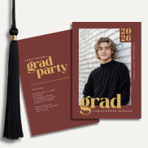 Festa de Graduação Foto Moderna em Ouro Vermelho E