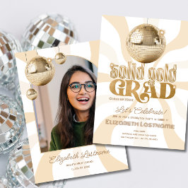 Convites Festa de Graduação Groovy Solid Gold Disco