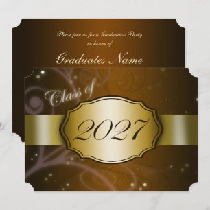 Convites Festa de Graduação Marrom e Dourado 2027