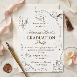 Convites Festa de Graduação Minimalista Rosa Creme | Ela Co