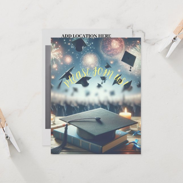 Convites Festa de Graduação Moderna e Elegante  (Frente/Verso In Situ)