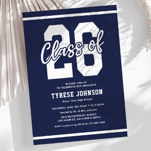 Convites Festa de Graduação Moderna Masculina Azul