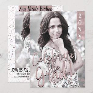 Convites Festa de Graduação Moderna Rosa Dourado Pink