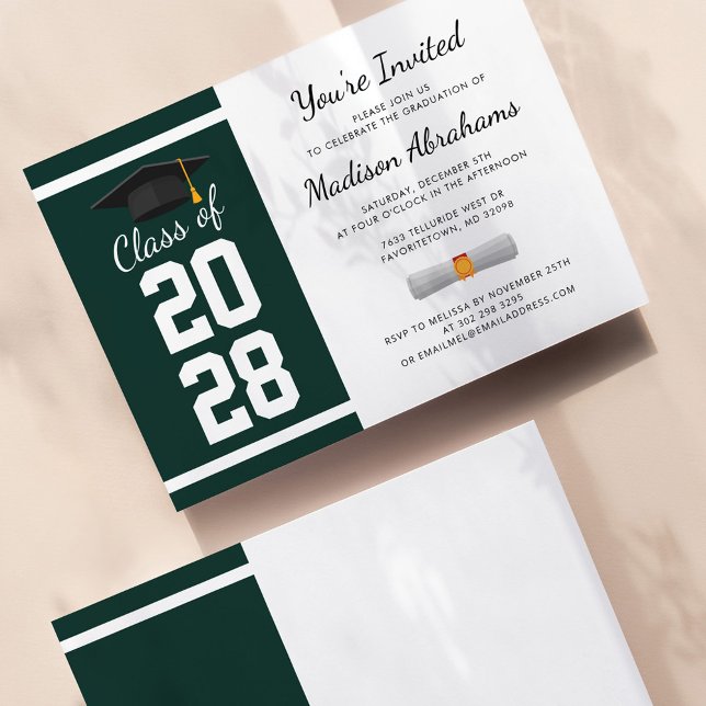 Convites Festa de Graduação Moderna Verde e Branco 2023 (Criador carregado)