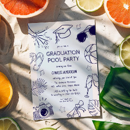 Convites Festa de Graduação na Piscina com Desenhos Caprich