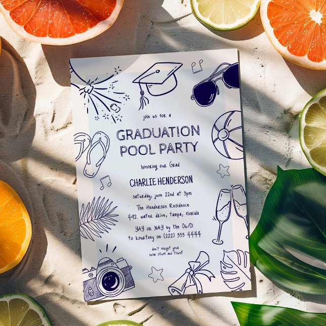 Convites Festa de Graduação na Piscina com Desenhos Caprich (Criador carregado)