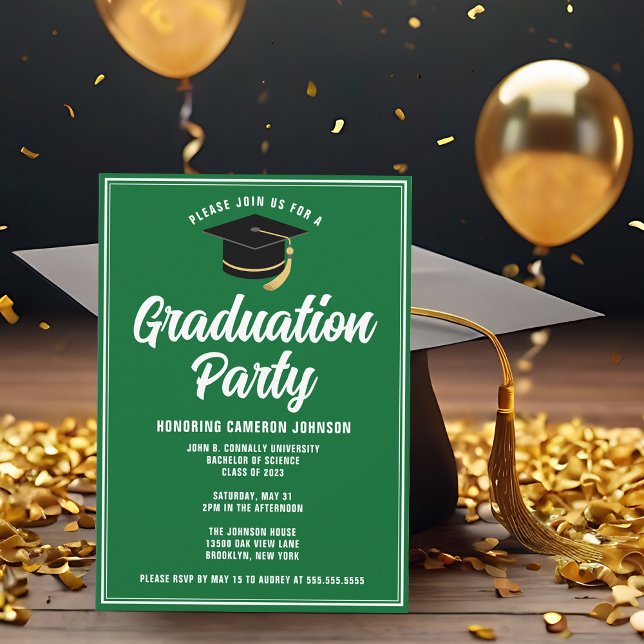 Convites Festa de Graduação Personalizada Verde Branco Mode (Criador carregado)