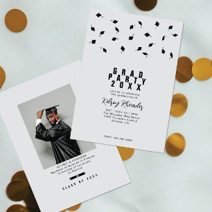 Convites Festa de Graduação Prata e Preto Lançamento de Boi