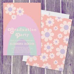 Convites Festa de Graduação Retro Vintage Pastel