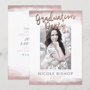 Convites Festa de Graduação Rosa Moderno Chic Cor-de-Rosa E