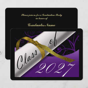 Convites Festa de Graduação Roxo e Dourado