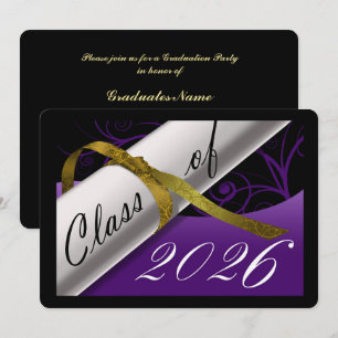 Convites Festa de Graduação Roxo e Dourado
