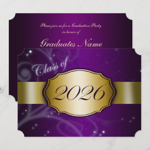 Convites Festa de Graduação Roxo e Dourado 2026
