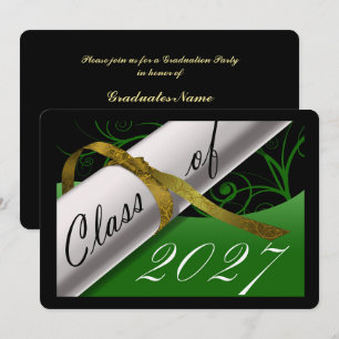 Convites Festa de Graduação Verde e Dourada