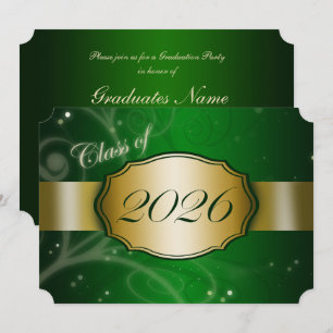Convites Festa de Graduação Verde e Dourada 2026