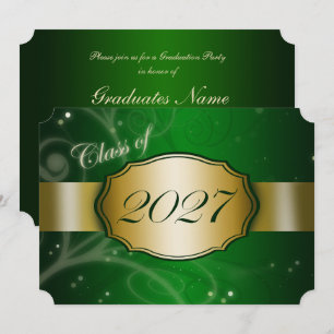Convites Festa de Graduação Verde e Dourada 2027