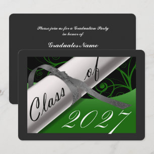 Convites Festa de Graduação Verde e Prata