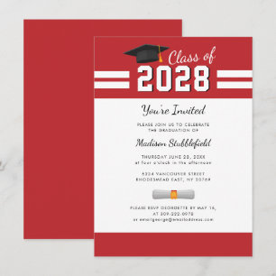 Convites Festa de Graduação Vermelho Branco 2024