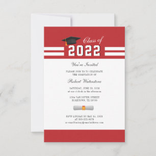 Convites Festa de Graduação Vermelho Branco 2024