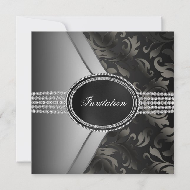 Convites Festa de Gravata Preta Black Diamond (Frente)