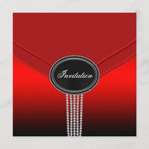Convites Festa de Gravata Preta Diamante Branco Vermelho Pr