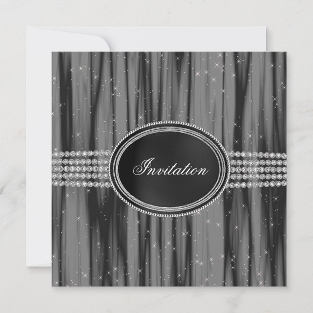 Convites Festa de Gravata Preta Diamante Negro (Frente)