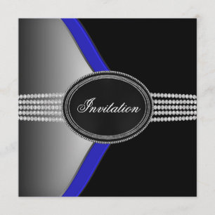 Convites Festa de Gravata Preta Diamante Preto da Marinha R