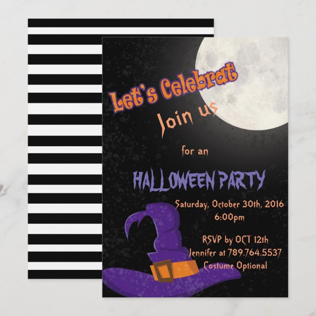 Convites Festa de Halloween (Frente/Verso)
