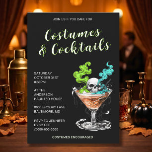 Convites Festa de Halloween Adulto Cocktail Caveira Sombria