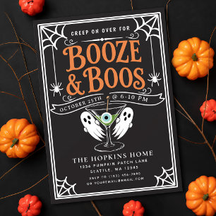 Convites Festa de Halloween Adulto com Fantasmas, Bebida Pr