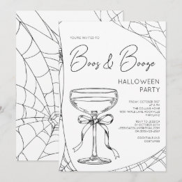 Convites Festa de Halloween Adulto de Coquetel Boos and Boo
