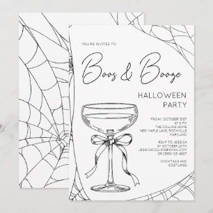 Convites Festa de Halloween Adulto de Coquetel Boos and Boo