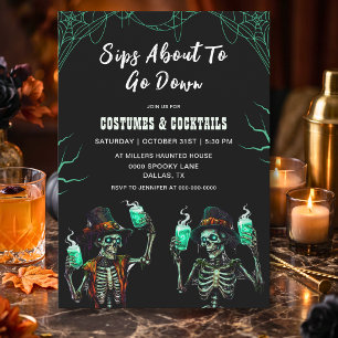 Convites Festa de Halloween Adulto Esqueleto Assustador