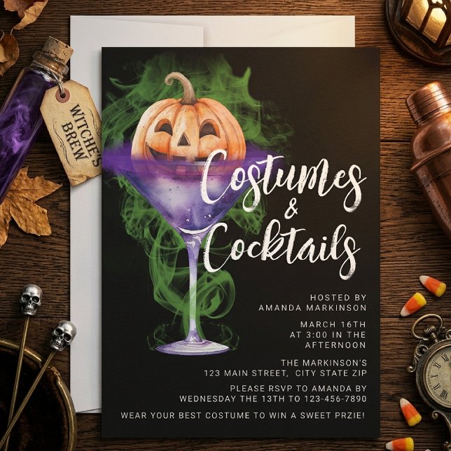 Convites Festa de Halloween Adultos: Fantasias e Coquetéis (Criador carregado)