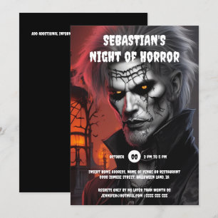 Convites Festa de Halloween adultos gótico homem vampiro ta