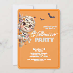 Convites Festa de Halloween Amigável Família Mamãe Fofa
