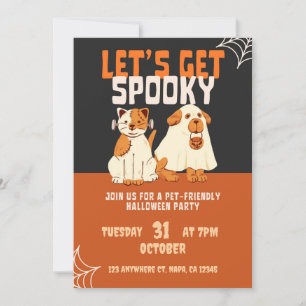 Convites Festa de Halloween Amigável para Animais de Estima