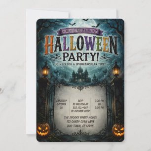Convites 🌙🎃 Festa de Halloween ao Luar Assombrado 🦇🕯️