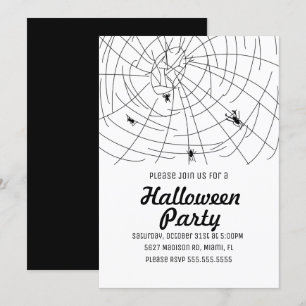 Convites Festa de Halloween Aranha Qua Ilustração Rabiscada