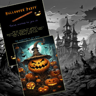 Convites Festa de Halloween Aranhas Assustadoras