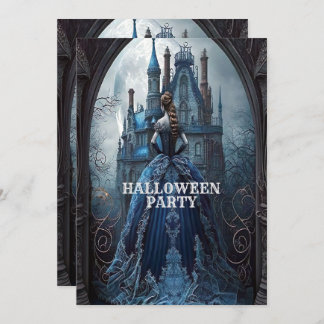 Convites Festa de Halloween Assombrada Casa Azul Noite Assu